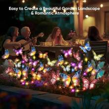 1/2 Peças Luzes de Árvore com Borboletas Alimentadas por Energia Solar com 17 Borboletas Realistas, Luzes Solares de Flores Artificiais, Luzes Solares para Gramado Externo, Adequadas para Decoração de Jardim, Pátio e Varanda, Acessórios para Quarto, Festa e Sala de Estar
