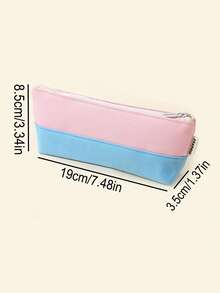 1 件双色缝线船形铅笔盒，简约时尚的风格设计，顺滑拉链 - 便携式文具收纳袋，可容纳书写笔、橡皮擦、尺子、圆珠笔，适用于学生考试用品的收纳和装饰，时尚学校用品，返校必需品 - 送给朋友的礼物