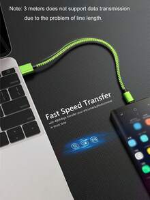 1pc USB-C Fast Charging Cable [3.3ft/6.6ft/10ft] USB-A To C Nylon Braided Charging Cord, Compatible With Samsung Galaxy S25 S24 S23 S22 S21 S10, Note 20 10 9 A51 G8 G7, Pixel, And Other USB-C Devices - Mint Green - View 7