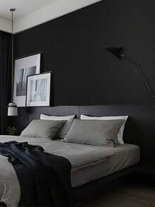 Matte Black Peel And Stick Wallpaper, Waterproof And Washable, For Decorating Living Room, Kitchen, Bedroom, Dorm, Furniture And Cabinet Renewal - Black - View 3