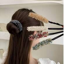 1 chiếc dụng cụ tạo búi tóc pha lê thời trang mới, dụng cụ tạo kiểu tóc búi rối, dụng cụ tạo hình búi tóc hình bánh donut, máy uốn tóc giả ngọc trai thủ công, phụ kiện tóc, phụ kiện đội đầu, phụ kiện tóc dành cho nữ - Nhiều màu - Xem 2