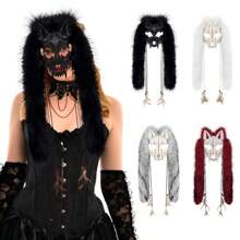 1pc Viking Warrior & Werewolf Mask - Faux Fur Headpiece, Perfect For Halloween, Rave Parties & Winter Novelty Costumes Halloween Party Decor