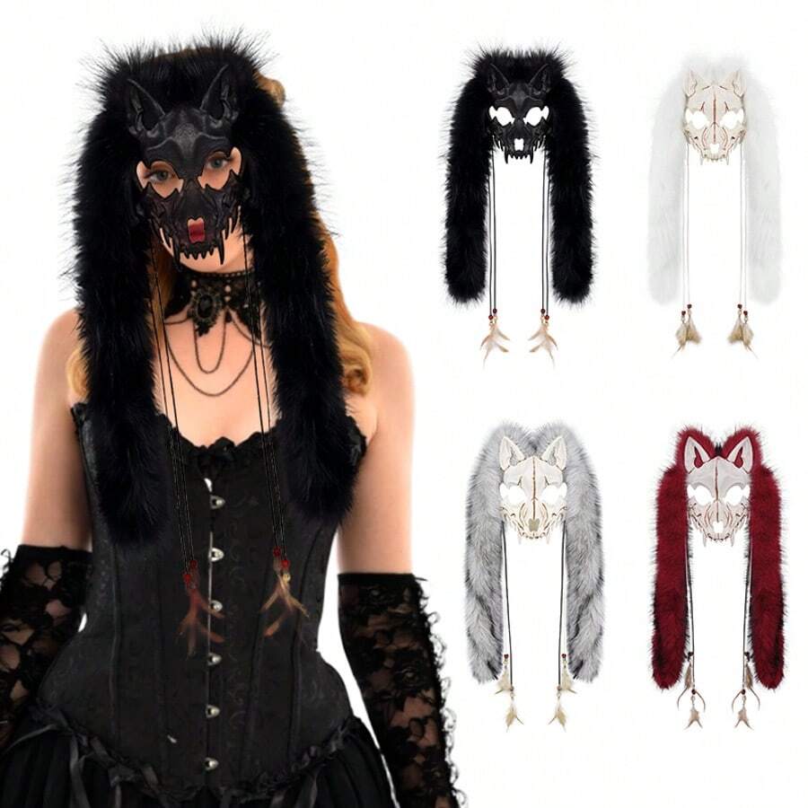 1pc Viking Warrior & Werewolf Mask - Faux Fur Headpiece, Perfect For Halloween, Rave Parties & Winter Novelty Costumes Halloween Party Decor