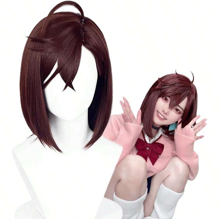 Momo Ayase Cosplay Wig Seiko Ayase Cosplay DAN DA DAN Dark Brown Wig With Bangs For Women Girls For Halloween Party (Brown)