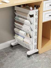 1 件多层移动办公桌整理车，塑料滚动办公室文件存储架，带轮子的书架，适合家庭和办公室使用