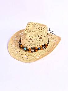 1 chiếc Mũ chống nắng bằng giấy khoét rỗng họa tiết caro Bohemian dễ thương, thanh lịch, cổ điển, phong cách cung điện đường phố, dành cho cả nam và nữ, mùa xuân/hè (Lưu ý: Do vấn đề vận chuyển, sản phẩm có thể có nếp nhăn và cần điều chỉnh thủ công sau khi nhận hàng, cảm ơn bạn đã thông cảm) - MZ1957+ML44 - Xem 14