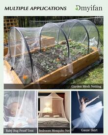 Zanzariera – Rete protettiva da giardino a maglie fini per ortaggi, piante, fiori, raccolti, aiuole rialzate, coperture per file per proteggere da parassiti come uccelli, cervi, scoiattoli, ecc. - Bianco - Visualizzare 9