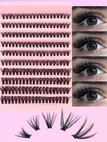 200 Stück D-Curl DIY Cluster Wimpern, natürlich weich, segmentierte Wimpernverlängerungen Make-up, für den perfekten fließenden Look, natürliches Aussehen, gemischte Länge 6-15 mm, anfängerfreundlich und wiederverwendbare Wimperncluster, Wimperncluster, Einzelwimpern, Wimpern, Falsche Wimpern