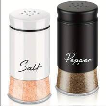 2 Pieces/3 Pieces(Including Storage Rack) Set Of Salt And Pepper Shaker Bottles, Seasoning Bottles, Glass Spice Jars, Kitchen Tools, Camping Barbecue, RV Travel Cute Spice Bottles,School Supplies