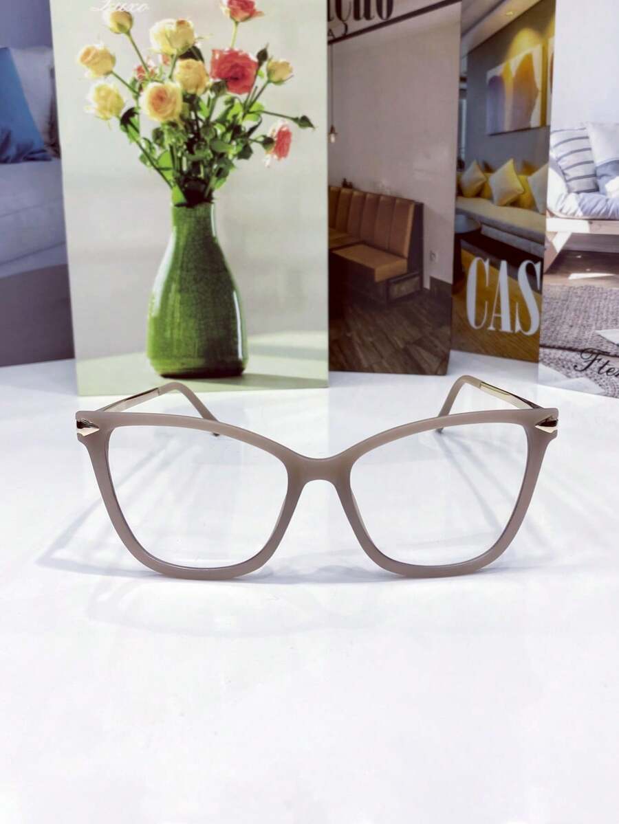 Women's Cat Eye Glasses Frame TR90 Metal Temple Anti- Lens Rest - nudi - 查看 1