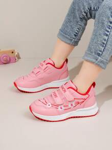 Children's Leather Embroidered Casual Fashion Sports Shoes, Convenient Hook And Loop Design, Suitable For Outdoor Sports In Spring And Autumn