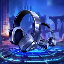 Lenovo E03遊戲頭戴式耳機 大驅動單元 可旋轉麥克風精準拾音 人體工學頭梁設計，即插即用USB接口，電競網課全能 單USB - 單USB - 查看 2