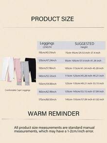 4 件/1 件女童纯色竖条纹七分紧身裤，带小樱桃装饰，透气弹力紧身裤，儿童七分裤，适合儿童夏季日常穿着