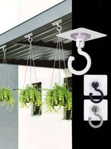 4 个可旋转天花板粘性挂钩、可旋转自粘式天花板挂钩、天花板旋转无缝挂钩 - 易于安装,无需钻孔、用于悬挂植物、灯笼、风铃的粘性衣架、带实用挂钩的现代天花板装饰、浴室配件、家居配件 - 彩色 - 查看 2