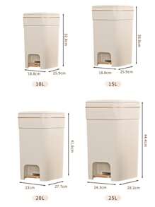 Basurero con pedal moderno con tapa, de gran capacidad, a prueba de olores, bolsa de basura sellada, apta para cocina, sala de estar, dormitorio - Papelera rectangular de plástico de moda, decoración dorada, solución para basurero de cocina | Basurero de moda | Estructura de plástico, basurero para sala de estar