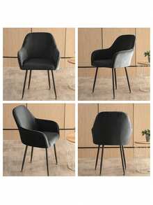 1pc Stretch Velvet Armchair Slipcover Set, Backrest Cover, High Armrest Cover, Simple Unlined, Suitable For Bedroom, Living Room, Study And Other Lighting Spaces - Black - View 3