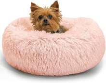 Original Calming Donut Dog And Cat Bed, Shag Faux Fur, Cotton Candy Pink, XS (18x18) - Helps Provide Anxiety Relief For Pets,10123608