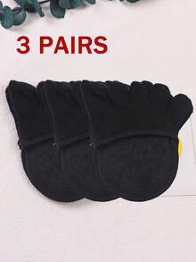 1双/3双女士纯色海绵垫防滑防摩擦隐形五趾脚垫，适合日常使用，秋季袜子 - 彩色 - 查看 15