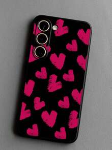 1个时尚玫红色爱心图案防震防滑手机壳，兼容三星Galaxy A04e/A05s/A13/A14/A15/A34/A35/A50/A52/A53/A54/S21/S22/S23/S24/S25/S25Ultra