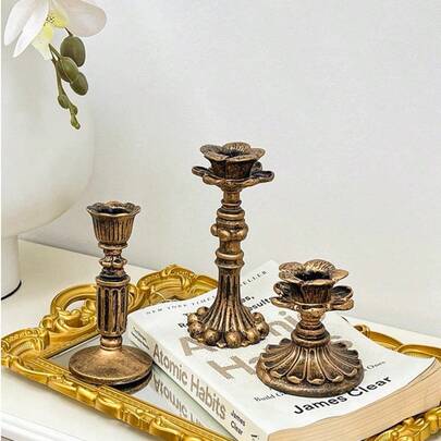 1 Set Vintage French Antique Candle Holder/Candle Base, High-End Home Art Candle Holder Base, Candlelight Dinner Decor, Dining Table Decor, Desk Decor, Candlelight Dinner, Room Atmosphere, Yard Decor, Valentine's Day Party Decor, Room Decor, Gift Decor, Wedding Dining Table Decor, Birthday Celebration Decor, Wedding Decor, Mother's Day Gift, Dining Table Decor