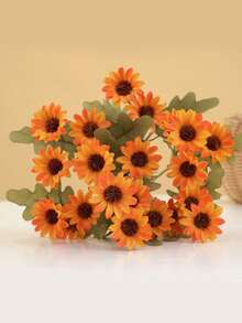 1 件装人造花丝绸雏菊花束球新娘花束情人节礼物生日派对装饰婚礼花篮新娘手捧花家居装饰餐厅卧室窗台花瓶装饰新年装饰户外花园开学季