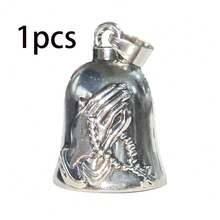 1pc/2pcs Motorcycle Bell, Rider's Lucky Bell, Prayer Beads And Cross, Stainless Steel Bell