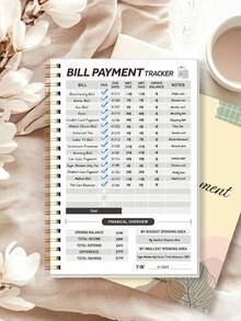 Caderno de Controle de Pagamentos Mensais de 2026, Livro de Gestão Financeira e Orçamentária com Lista de Acompanhamento de Contas e Registro de Pagamentos, Espiral A5, 14,2 x 20,3 cm, Material Escolar e de Escritório, Presente de Ano Novo de 2026, Adequado para Homens e Mulheres - cor creme - Ver 3