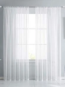 1pc Sheer Voile Curtain, Lightweight Translucent Fabric, Sun Blocking & Heat Insulation, Rod Pocket Top Design, Good Drapability, Suitable For Living Room, Bedroom, Balcony Decor | Autumn Decoration, Room Decor