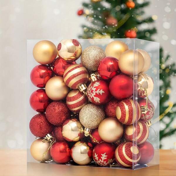 50 pezzi Classici Ornamenti Natalizi - Palline da 4 cm Elettroplaccate e Dipinte, Decorazioni Sferiche Elettroplaccate Infrangibili per Decorazioni Natalizie Domestiche e Feste, Feste di Natale, Decorazioni per Stanze, Decorazioni Natalizie, Bomboniere, Divertenti Decorazioni per Feste di Natale, Buon Natale, Felice Anno Nuovo, Decorazioni Natalizie, Regalo di Natale Perfetto per Amici