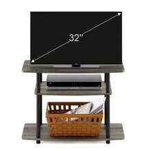 HOMLUX 3-Tier TV Stand, Entertainment Center With Stainless Steel Tubes, No Tools Assembly, Fits Up To 32-Inch TVs, Black TV Stand, Modern Media Console For Living Room, French Oak/Black - 法國橡木/黑色 - 查看 1