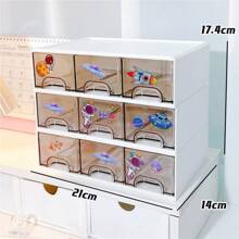 1 件多功能收纳盒，抽屉式梳妆台收纳盒，透明多层隔层化妆品收纳盒，书桌抽屉式文具收纳盒，学生宿舍，办公室