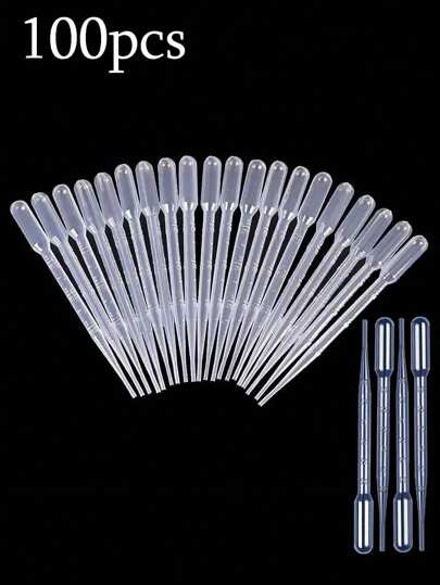 100/60/30/1 Pipeta de plástico transparente de 3ml, cuentagotas desechable graduado, cuentagotas de aceites esenciales, alimentador, pipeta de laboratorio asignada al azar, polvo de vuelta a la escuela