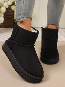 2025New Autumn/Winter Women's Warm, Versatile, Simple Snow Boots, Anti-Slip Short Shaft Boots,Fur Boots - Black - View 5