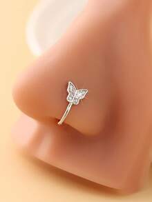 1 件蝴蝶鼻夹 U 型鼻夹鼻环，嵌入式合成方晶锆石，可调节鼻夹/鼻环 - 彩色 - 查看 1