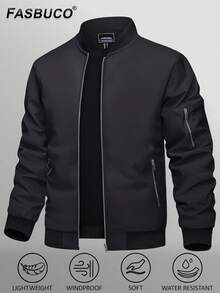 FASBUCO Men's Thin Bomber Jacket Full-Zip Spring Fall Casual Sportswear Lightweight Coat Baseball Golf Outdoor Sports Waterproof Coat