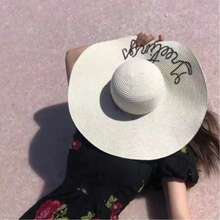 1. 个性化沙滩帽，定制沙滩派对帽，单身派对/告别单身派对帽，泳池沙滩婚礼装饰帽，定制刺绣帽，刺绣帽檐，防晒遮阳沙滩帽，百搭时尚字母遮阳帽，可定制绣上您的姓名或标志，适合作为送给朋友/女友/新娘的礼物，生日礼物，女士发饰 - 彩色 - 查看 9