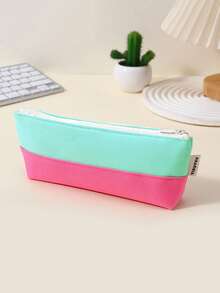 1 件双色缝线船形铅笔盒，简约时尚的风格设计，顺滑拉链 - 便携式文具收纳袋，可容纳书写笔、橡皮擦、尺子、圆珠笔，适用于学生考试用品的收纳和装饰，时尚学校用品，返校必需品 - 送给朋友的礼物