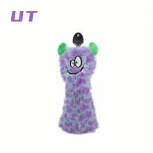 1/4 件趣味卡通动物高尔夫球杆套，带可调节数字标签 - 仿毛皮材质，紫色/绿色 - 保护性刀片推杆和一号木杆/FW/UT 套 - 男女创意高尔夫礼物 - 黑色 - 查看 12