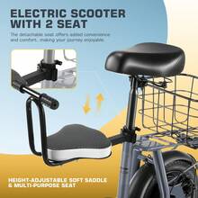 tooluck Electric Scooter Adults With Kid Seat, Electric Scooter Adults With 12" Tires,Up To 30Miles&20MPH, Foldable E Scooter With Seat For Commuting - Grey - View 7