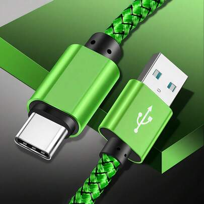 1pc USB-C Fast Charging Cable [3.3ft/6.6ft/10ft] USB-A To C Nylon Braided Charging Cord, Compatible With Samsung Galaxy S25 S24 S23 S22 S21 S10, Note 20 10 9 A51 G8 G7, Pixel, And Other USB-C Devices
