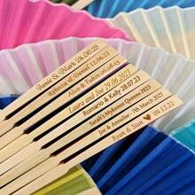 10/20/50pcs Personalized Engraved White Folding Hand Fans, Elegant Polyester Abanicos For Weddings, Bridal Showers, Birthdays, Christenings, No Electricity Needed, Multipurpose, Durable, Decorative, Reusable, Refined, Fashionable, High-Quality, Colorful, Modern, Customized, Personalized, Unique, Ideal Gift For Him/Her