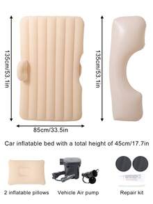 1pc Inflatable Car Mattress With Air Pump, Foldable Camping Airbed For SUV Backseat, Portable Travel Bed For Camping, Car, Outdoor Party, Includes Air Pump & Storage Bag - Multicolor - View 12