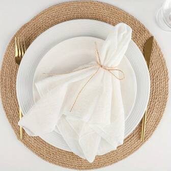 50PCS Wedding Napkins Cloth Edge Sewing 32*32cm/12.6*12.6inch Dinner Square Washable Reusable Gauze Tea Towel Table Decoration For Banquet Restaurant Baby Shower Christmas Everyday Use