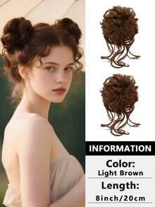 2 Peças Acessórios para Coque Bagunçado, Scrunchies Elásticos de Cabelo Encaracolado Sintético para Mulheres, Adequado para Penteados de Casamento Femininos - Multicolorido - Visão 20