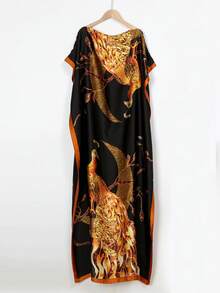 1 Khăn choàng vải chiffon satin họa tiết hoa, khăn choàng che nắng đi biển cho nữ dùng khi mặc váy - Nhiều màu - Xem 3