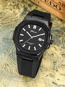 Reloj de cuarzo clásico de negocios resistente al agua y luminoso con fecha para hombres DENVOSI - Plateado - Ver 17