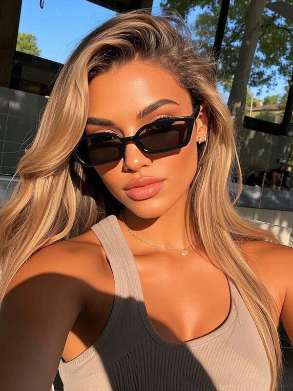 1 buc ochelari de soare din plastic Cat Eye cu ramă mică, cadru complet, clasici, niciodată învechiți, cu protecție UV pentru femei, pentru vară, condus, activități casual în aer liber, plajă tropicală, vacanță, ieșiri în familie, accesorii de modă