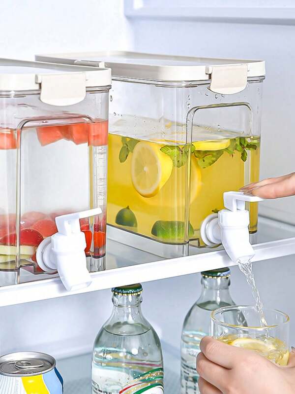 1pc/2pcs 3900ML Cold Water Pitcher, Large Capacity Modern Minimalist Design With Faucet, Suitable For Lemonade, Juice, Can Be Placed In Refrigerator. Ideal For Summer, Household, Party, Wedding, Holiday Gift, Tea Drink, Kitchen Accessory And Restaurant Tool.