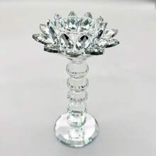 1pc Lotus Candlestick Crystal Ornament, European Style Crystal High Footed Candlestick, Interpreting Western Romantic Style, Western Traditional Crystal Lotus Candlestick, Long Lasting Lamp Candlestick, European And American Style High Footed Candlestick