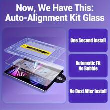1 pieza Protector de pantalla de vidrio templado antideslumbrante para iPad, kit de eliminación automática de polvo, compatible con iPad 11 pulgadas A16 2025 (11a generación), iPad 10a generación 10.9 pulgadas 2022, iPad Pro 13, Pro 11, Air 5, Mini 4/5/6, dureza 9H, alta claridad, película protectora resistente a los arañazos, herramienta de instalación automática y kit de alineación automática
